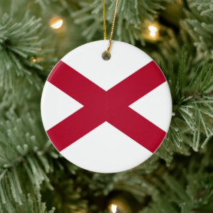 State of Alabama Flag Ceramic Tree Decoration