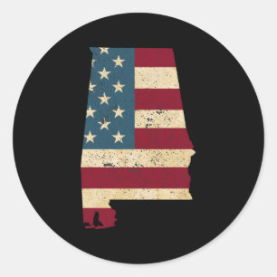 State Of Alabama Patriotic Usa Flag For Classic Round Sticker