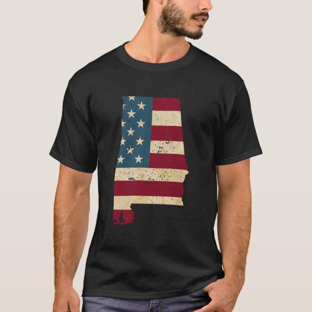 State Of Alabama Patriotic Usa Flag For T-Shirt (Front)