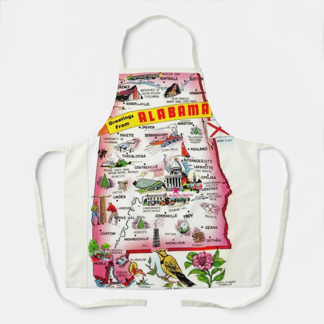 State of Alabama Vintage Map Apron (Front)