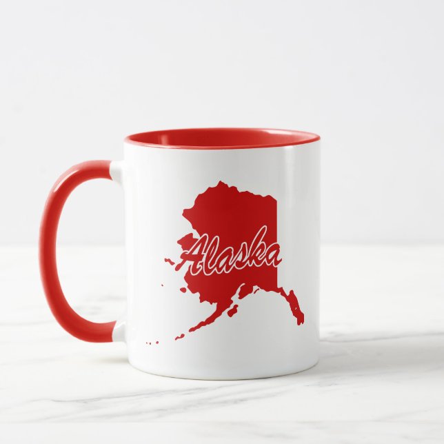 State Of Alaska Shape Red Mug (Left)