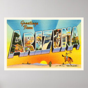 State of Arizona AZ Old Vintage Travel Souvenir Poster
