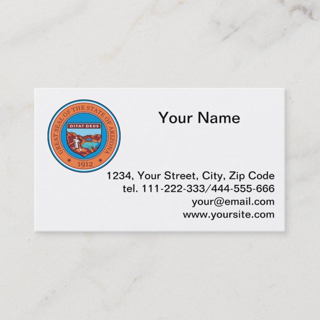 State of Arizona seal Business Card (Front)