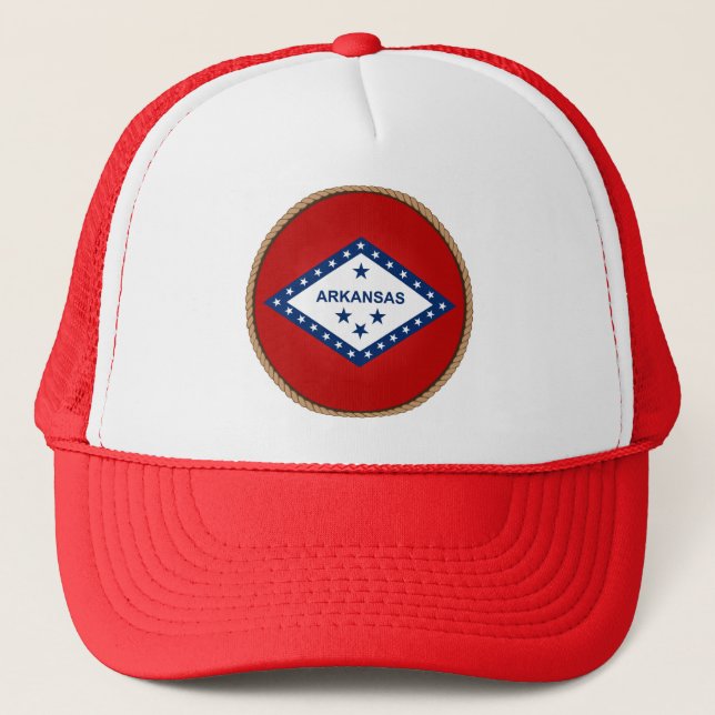 State of Arkansas Flag Seal Trucker Hat (Front)