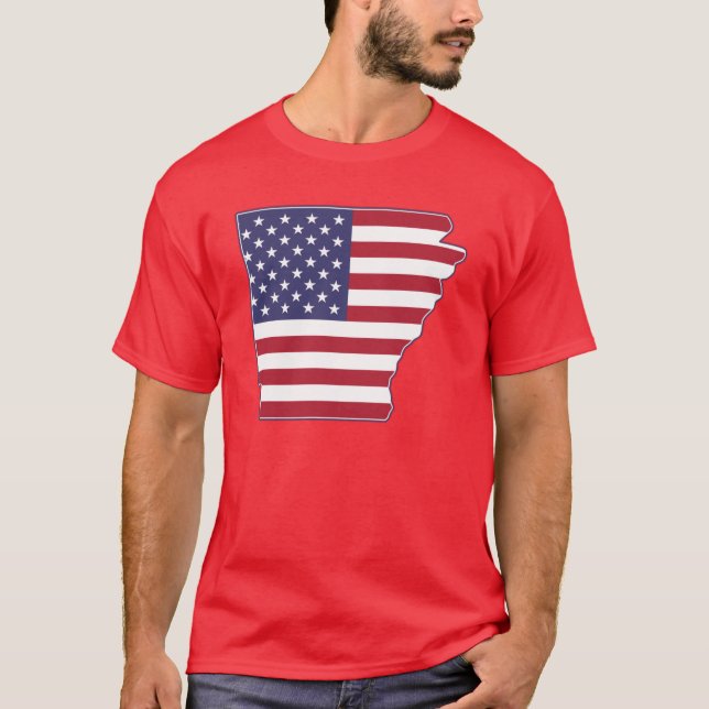State of Arkansas USA American Flag Patriotic Over T-Shirt (Front)