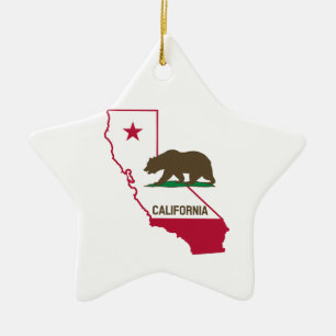 State of California and Grizzly Bear Ceramic Tree Decoration
