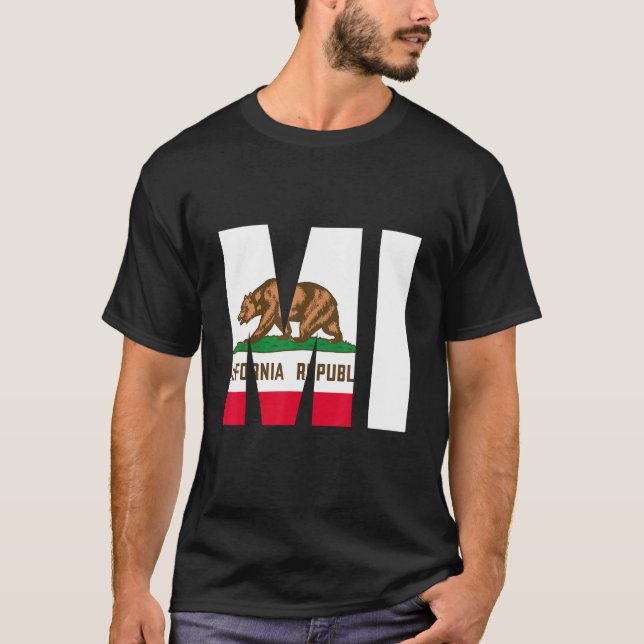State of California Flag Michigan MI Cities and St T-Shirt (Front)