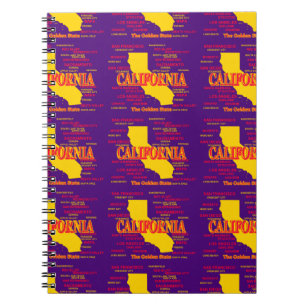State of California Map, Los Angeles, San Diego Notebook