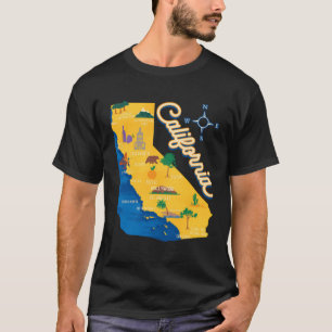 State Of California Republic Map Landmark Us Calif T-Shirt
