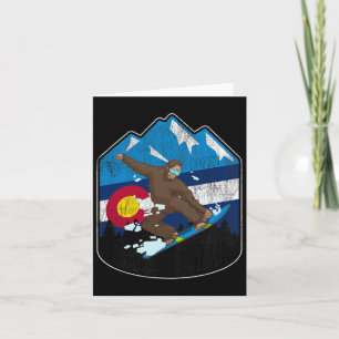 State Of Colorado Flag Snowboarding Gift Bigfoot B Card
