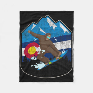 State Of Colorado Flag Snowboarding Gift Bigfoot B Fleece Blanket