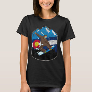 State Of Colorado Flag Snowboarding Gift Bigfoot B T-Shirt