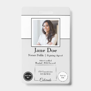 State of Colorado Notary Public Badge with QR Code ID Badge
