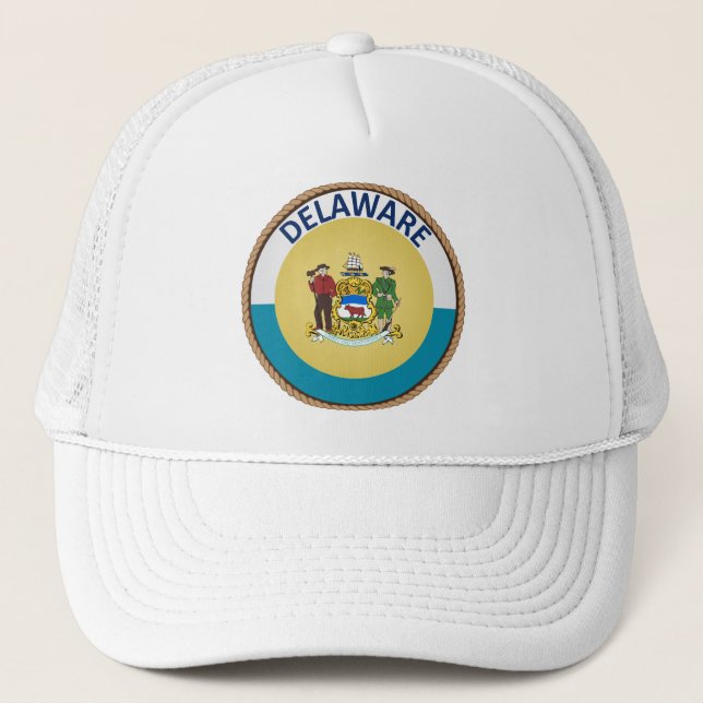 State of Delaware Flag Seal Trucker Hat (Front)