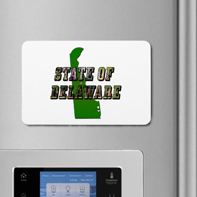 State of Delaware Picture Text and Map Magnet (State of Delaware Picture Text & Map Outline Magnet)