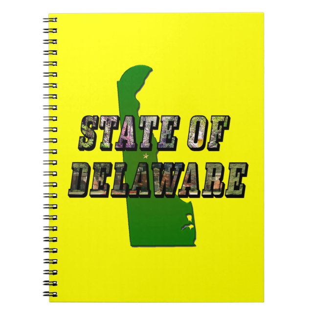 State of Delaware Picture Text & Map Outline Notebook (Front)