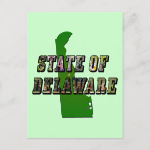 State of Delaware Picture Text & Map Outline Postcard