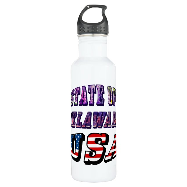 State of Delaware USA Photo & Flag Text 710 Ml Water Bottle (Front)