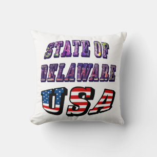 State of Delaware USA Photo & Flag Text Cushion