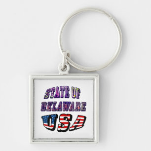 State of Delaware USA Photo & Flag Text Key Ring