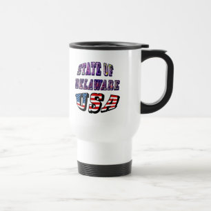 State of Delaware USA Photo & Flag Text Travel Mug