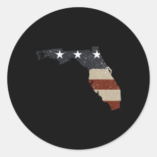 State Of Florida Patriotic Usa Flag For Classic Round Sticker