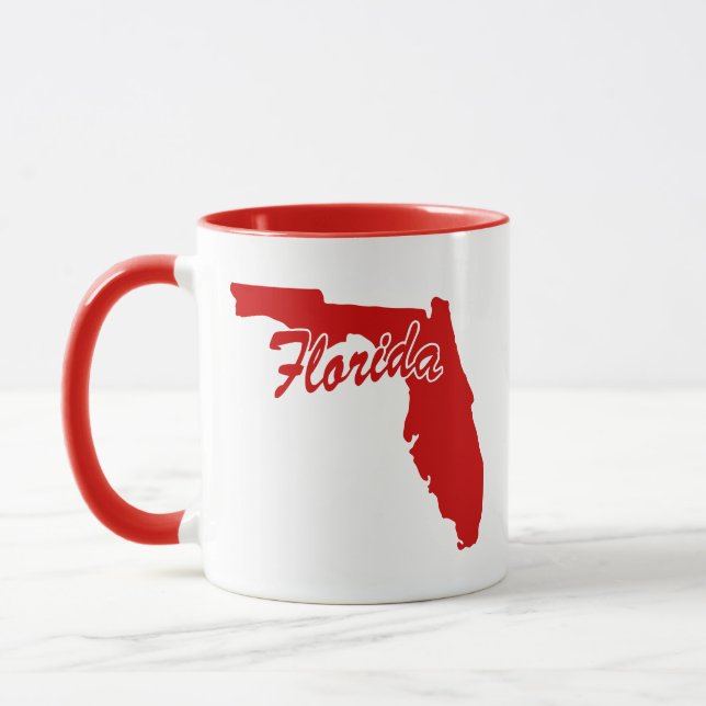 State Of Florida Shape Red Mug (Left)