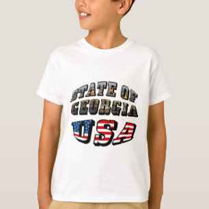 State of Georgia and USA Flag Text T-Shirt