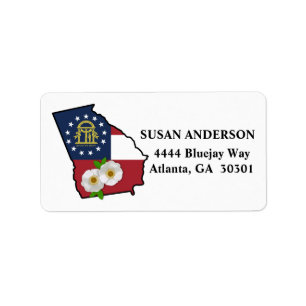 State of Georgia Flag State Flower Cherokee Rose Label