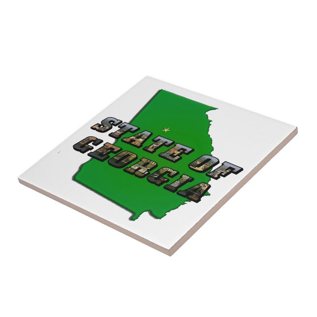 State of Georgia Map and Picture Text Tile (Side)