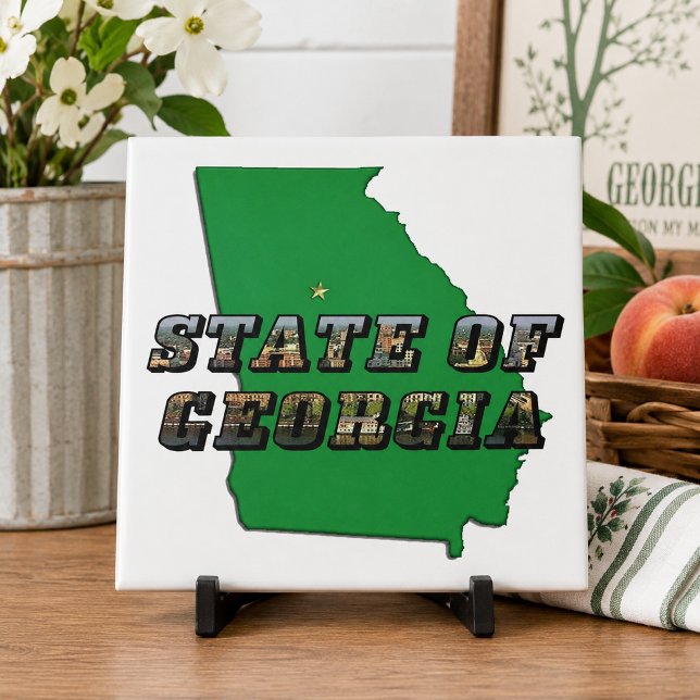 State of Georgia Map and Picture Text Tile (State of Georgia Map Outline and Picture Text Tile)