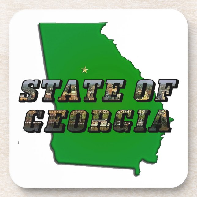 State of Georgia Map Outline and Picture Text Coaster (Front)