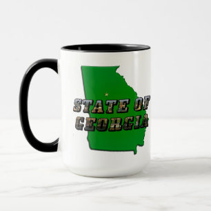 State of Georgia Map Outline and Picture Text Mug
