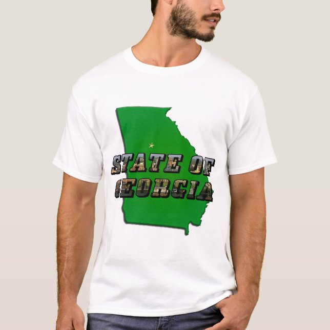 State of Georgia Map Outline and Picture Text T-Shirt (Front)