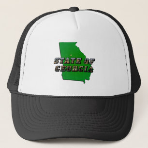 State of Georgia Map Outline and Picture Text Trucker Hat