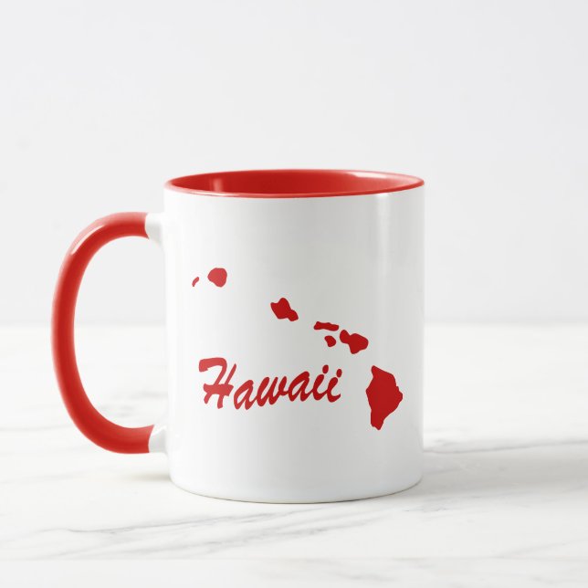 State Of Hawaii Shape Red Mug (Left)