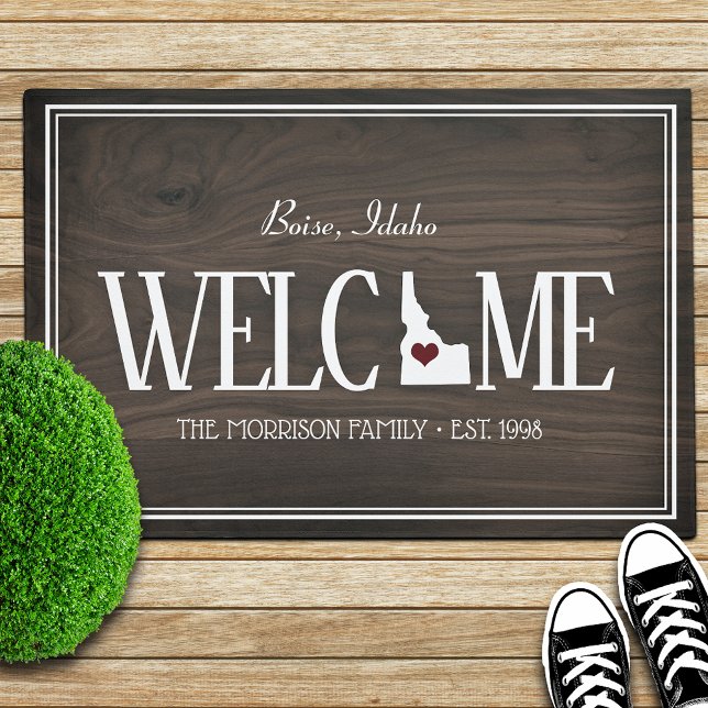 State of Idaho Personalised Woodgrain Doormat (Creator Uploaded)