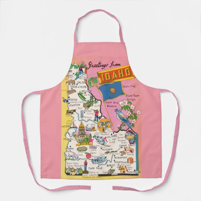 State of Idaho Vintage Map Apron (Front)