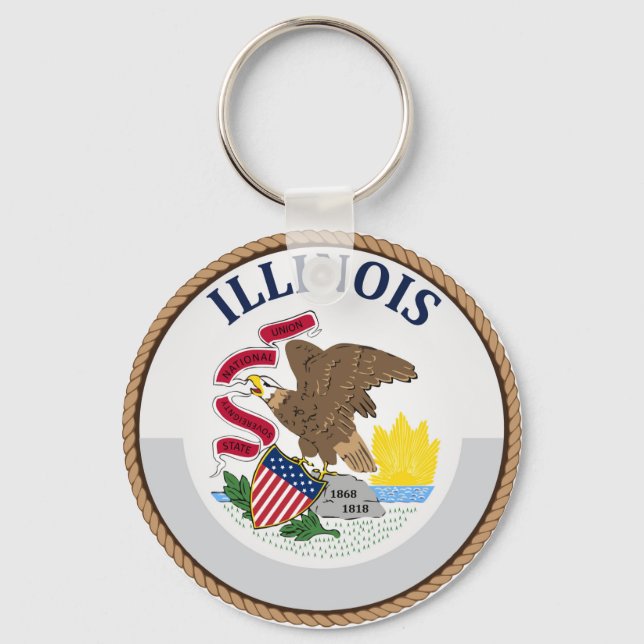 State of Illinois Flag Seal Key Ring (Front)
