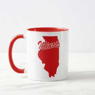 State Of Illinois Shape Red Mug