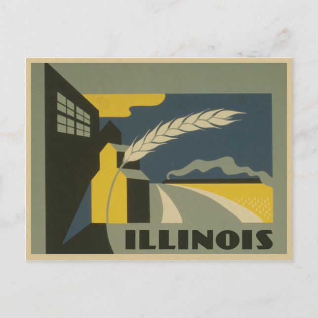 State of Illinois vintage illustration Postcard (Front)
