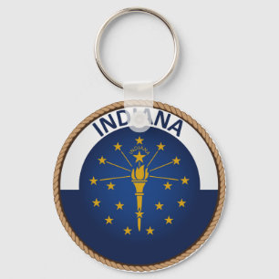 State of Indiana Flag Seal Key Ring