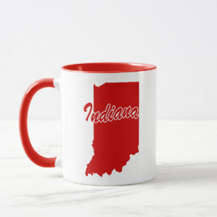 State Of Indiana Shape Red Mug