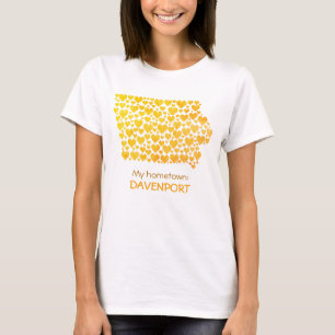 State of Iowa Silhouette Hearts & Hometown T-Shirt
