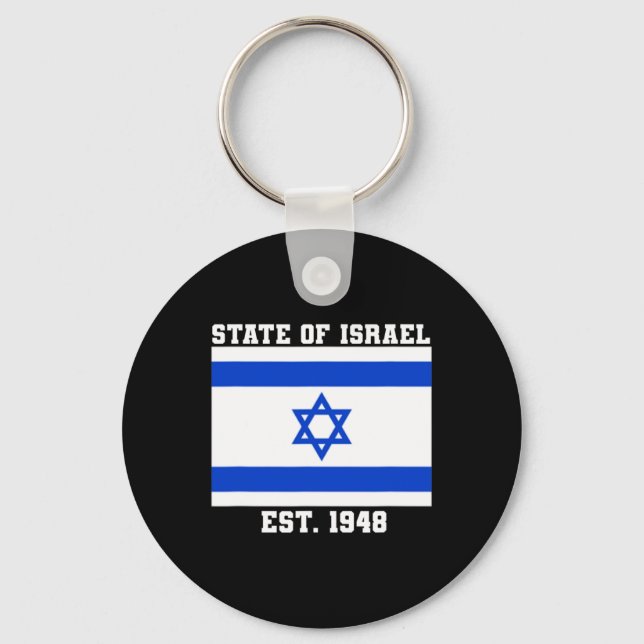 State Of Israel Flag Est. 1948 Independence Day 73 Key Ring (Front)