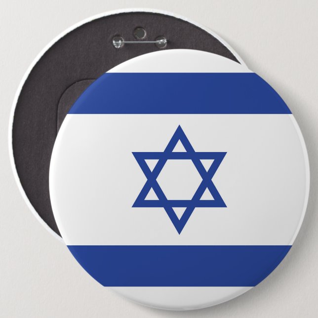 State of Israel Flag, Star of David Judaism Jewish 6 Cm Round Badge (Front & Back)