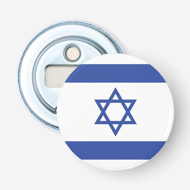 State of Israel Flag, Star of David Judaism Jewish Bottle Opener (Front)