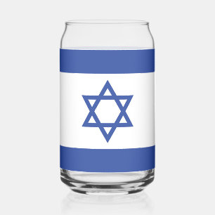 State of Israel Flag, Star of David Judaism Jewish Can Glass