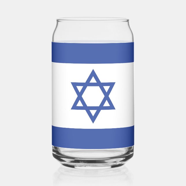 State of Israel Flag, Star of David Judaism Jewish Can Glass (Left)