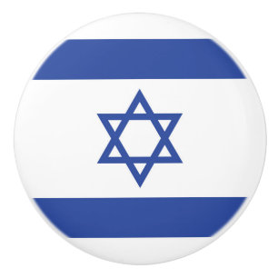 State of Israel Flag, Star of David Judaism Jewish Ceramic Knob